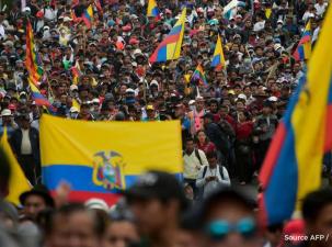 Flags in Ecuador Protests against Economic Crisis 
