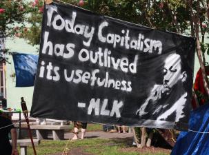 Banner at the 2012 Republican National Convention depicts Martin Luther King, Jr., and the quotation: "Today Capitalism has outlived its usefulness."
