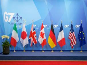 Picture of the flags of G7 member nations