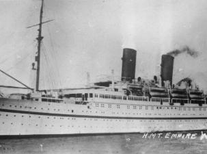B/W picture of the HMT Empire Windrush while service.