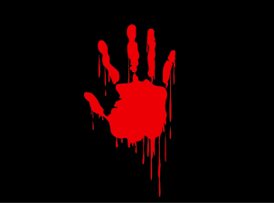 A bloodstained hand used as a symbol of demonstrators in Serbia