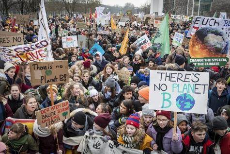 Many young children gather to protest against climate inaction