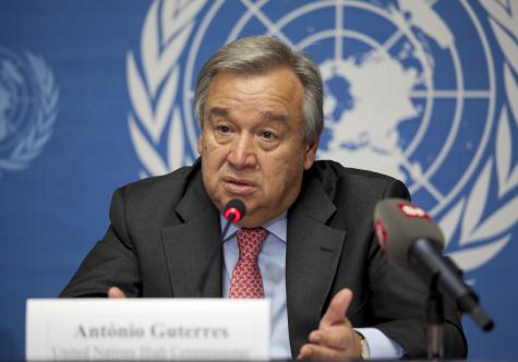 António Guterres at a Press Conference in Geneva - The Portuguese Secretary-General of the United Nations 