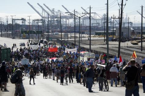 In 2014 about 2500 protesters from different organizations, communities and experiences in support for Gaza successfully blocked an Israeli owned cargo ship at the Port of Oakland.