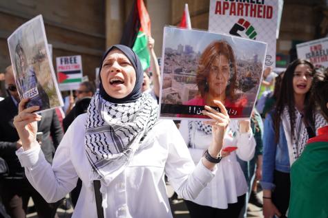 On Saturday 14 May, thousands assembled in London, both to commemorate the Nakba and also to protest the murder by the Israeli Army of the veteran Al Jazeera journalist Shireen Abu Akleh