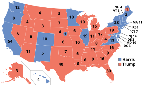 : Map of the Electoral College for the 2024 United States presidential election