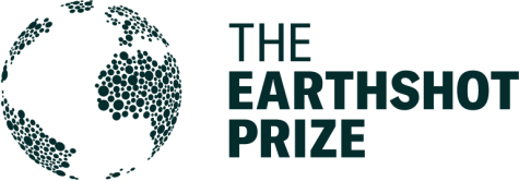 Earthshot Prize Logo - A black and white image of the Earth made up of lots of black circles.
