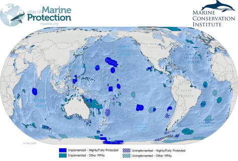 Map displaying the Marine Protected Areas in 2020.