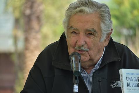 Former Uruguay President José Mujica talks at a press conference.