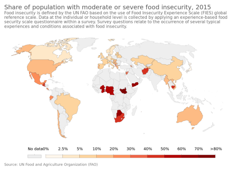 Map - Share of population with moderate or severe food insecurity