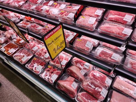 The meat aisle at one of New Zealand's New World supermarkets.