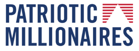 Blue and red logo for Patriotic Millionaires.