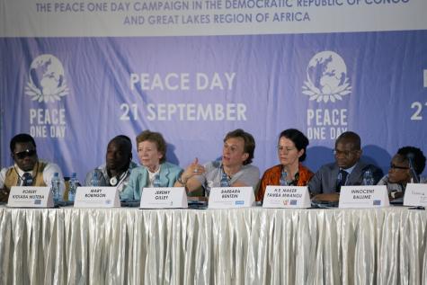 Mary Robinson joins the Peace One Day founder, Jeremy Gilley along with representatives of DRC government, youth groups, UNICEF and UNHCR in a live broadcasted press conference to announce the annual Peace One Day concert to be held in Goma.