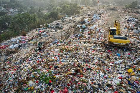 Droner shot of a landfill site in Indonesia