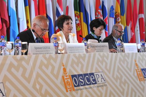 Roza Aknazarova (MP, Kyrgyzstan) chairing session two of the Autumn Meeting in Ulaanbaatar for the OSCE, 16 Sept. 2015