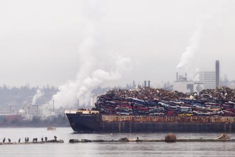 The Sea-Link Rigger hauling scrap heap -- a load of crushed metal on its way to a Port of Tacoma scrap metal yard.