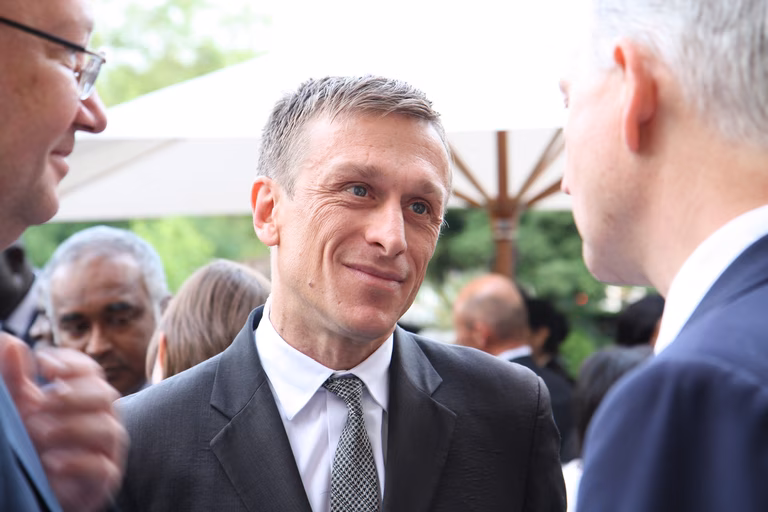 Jeremy Gilley, founder Peace One Day at an event to celebrate conflict prevention and the peace ideals of the Olympic Truce, 19 June 2012.