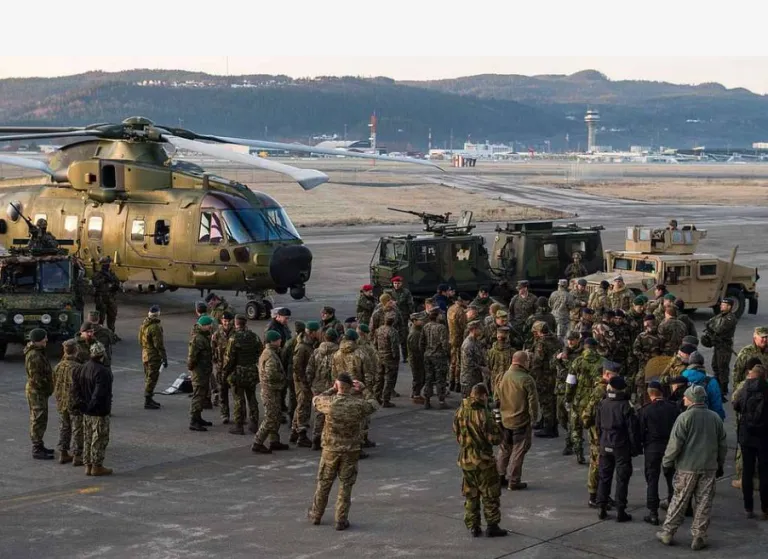 NATO troops and the media attend the final press conference for Exercise Trident Juncture in 2018 in Trondheim, Norway. 